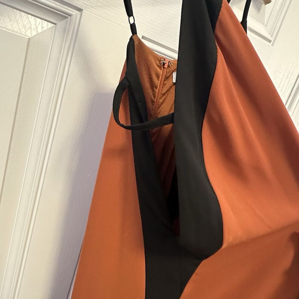 TOBI Rust Orange Black Side Stripe Maxi Slip Dress S P Spaghetti‎ Strap - Picture 5 of 10